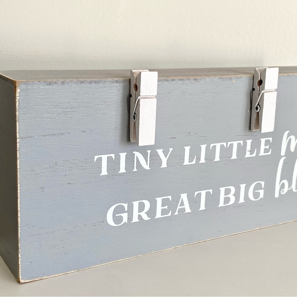 Tiny Little Miracle Baby Blessing Wooden Sign Picture Display - Picture 2 of 4